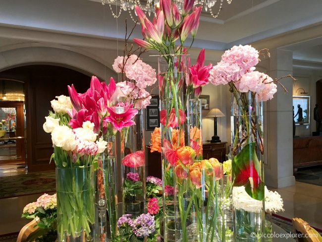 Lobby flowers at the Four Seasons Hotel Prague