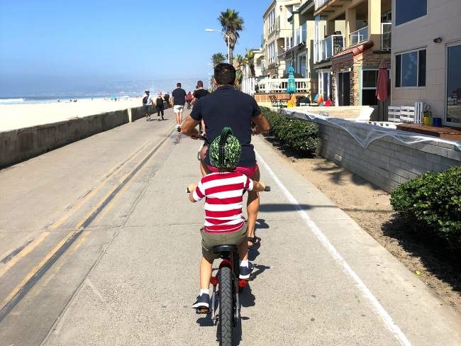 Family Cycling Mission Beach Boardwalk San Diego with Kids