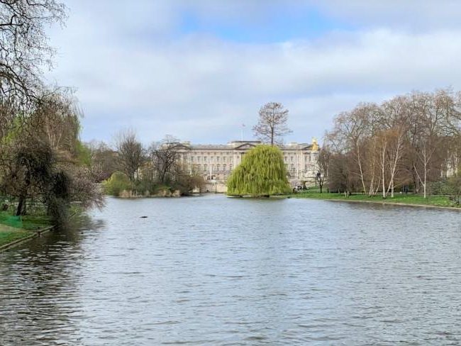 View of Buckingham Palace from St James's Park London