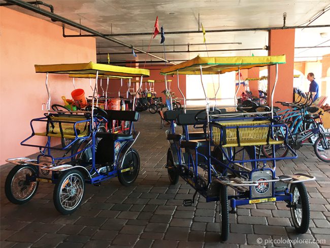 Riding a surrey bike at Clearwater Beach, Florida