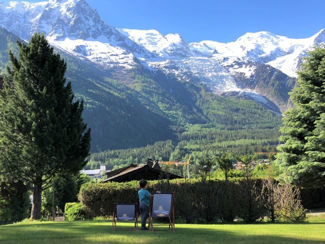 Mont Blanc range view from chalet