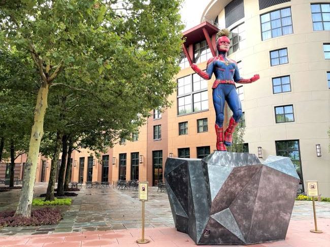 Captain Marvel statue Disneyland Paris