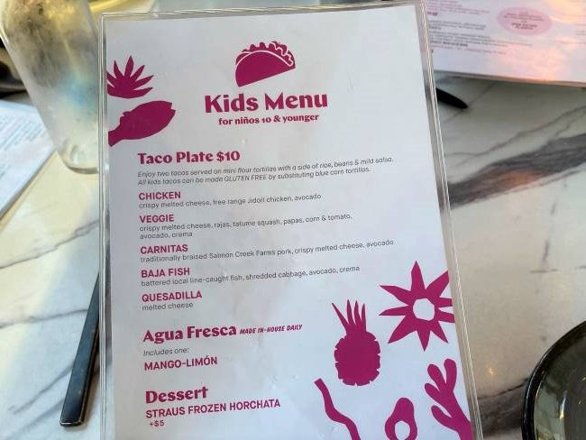 Kids Menu Puesto La Jolla