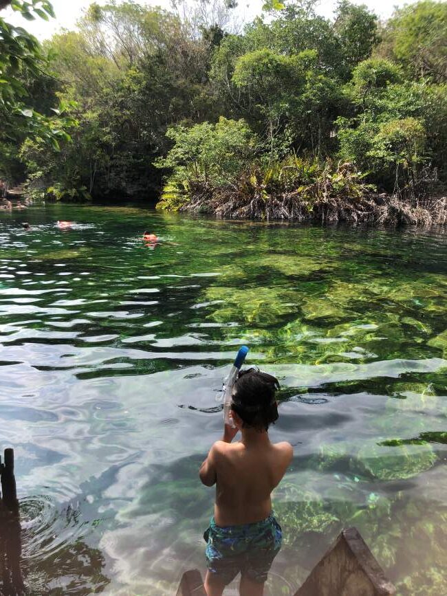 Swimming in cenotes Riviera Maya with kids